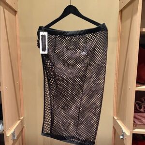 Sophisticated Black Mesh Pencil Skirt